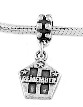 STERLING SILVER DANGLE REMEMBER 9-11-01 EUROPEAN BEAD