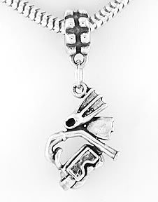 STERLING SILVER DANGLE 3D DIVER SCUBA SNORKEL GEAR EUROPEAN BEAD
