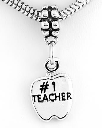 STERLING SILVER #1 TEACHER APPLE EUROPEAN BEAD