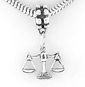 STERLING SILVER DANGLING SCALES OF JUSTICES LAW EUROPEAN BEAD