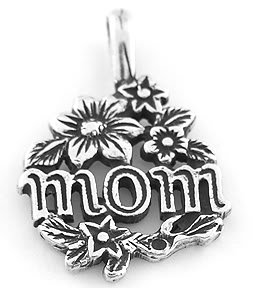 STERLING SILVER MOM WITH DAISES CHARM/PENDANT