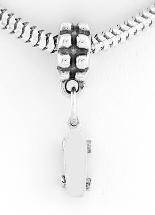 STERLING SILVER SMALL DANGLING SKATEBOARD EUROPEAN BEAD