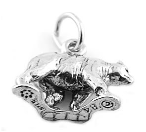 STERLING SILVER GRIZZLY BEAR CHARM/PENDANT
