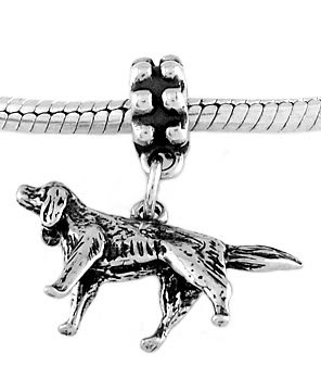 STERLING SILVER DANGLE IRISH SETTER DOG EUROPEAN BEAD