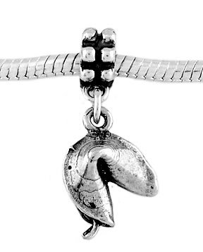 STERLING SILVER DANGLE FORTUNE COOKIE EUROPEAN BEAD