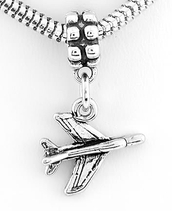 STERLING SILVER DANGLING AIRPLANE EUROPEAN BEAD