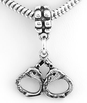 STERLING SILVER DANGLING HANDCUFF EUROPEAN BEAD