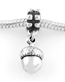 STERLING SILVER DANGLING ACORN EUROPEAN BEAD