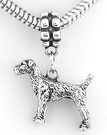 STERLING SILVER DANGLING AIREDALE DOG EUROPEAN BEAD