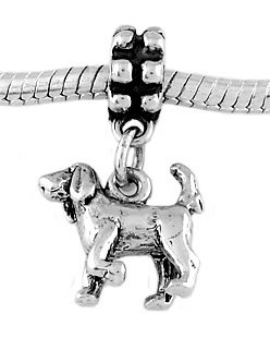 STERLING SILVER DANGLE BLOODHOUND DOG EUROPEAN BEAD