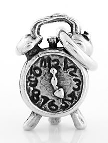 STERLING SILVER ALARM CLOCK CHARM/PENDANT