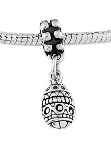 STERLING SILVER DANGLE EASTER EGG EUROPEAN BEAD