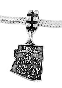 STERLING SILVER DANGLE STATE OF ARIZONA EUROPEAN BEAD