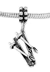 STERLING SILVER DANGLE SKIES AND POLES EUROPEAN BEAD