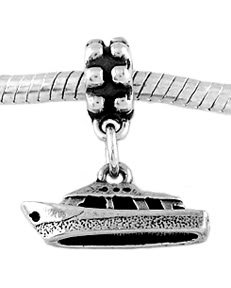 STERLING SILVER DANGLE BOAT/ SPEED BOAT EUROPEAN BEAD