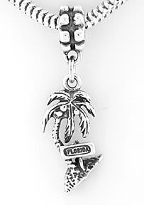 STERLING SILVER DANGLING FLORIDA PALM TREE EUROPEAN BEAD