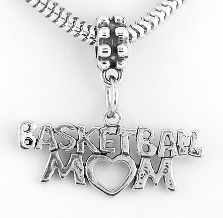 STERLING SILVER DANGLING BASKETBALL MOM EUROPEAN BEAD