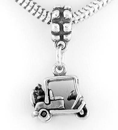 STERLING SILVER DANGLING GOLF CART EUROPEAN BEAD