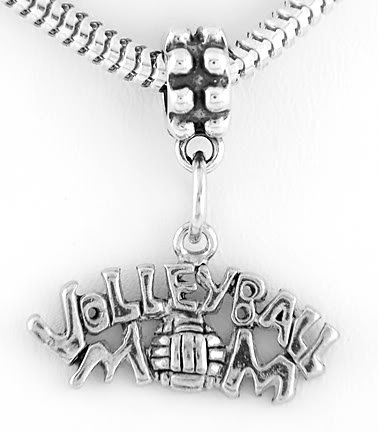 STERLING SILVER DANGLING VOLLEYBALL MOM EUROPEAN BEAD