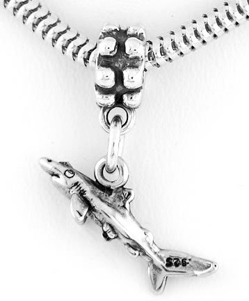 STERLING SILVER SHARK DANGLING EUROPEAN BEAD