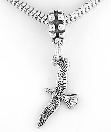STERLING SILVER 3D SEA GULL DANGLING EUROPEAN BEAD
