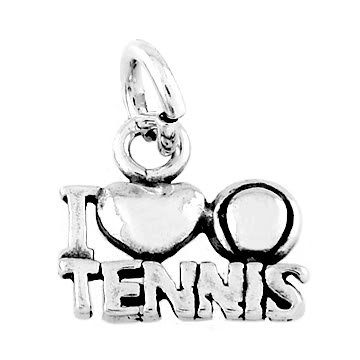 STERLING SILVER I LOVE TENNIS CHARM/PENDANT