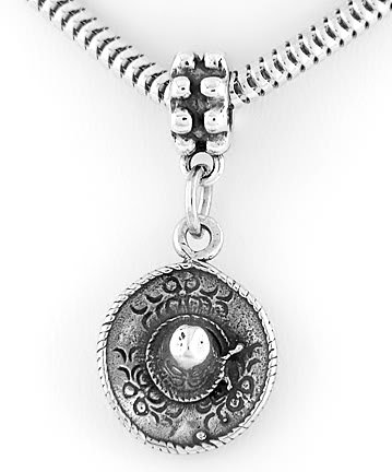 STERLING SILVER DANGLING BEAD SOMBRERO HAT EUROPEAN BEAD