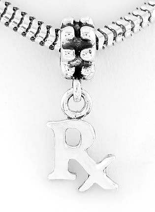 STERLING SILVER DANGLING RX PHARMACIST EUROPEAN BEAD