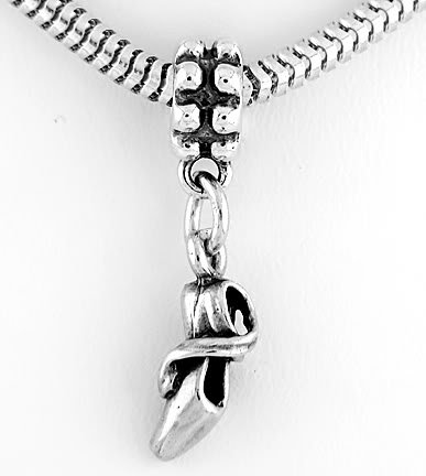 STERLING SILVER DANGLING BEAD BALLET SLIPPER EUROPEAN BEAD