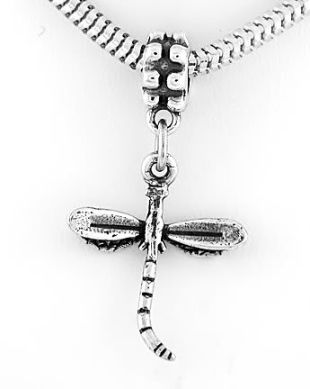 STERLING SILVER DANGLING DRAGONFLY EUROPEAN BEAD
