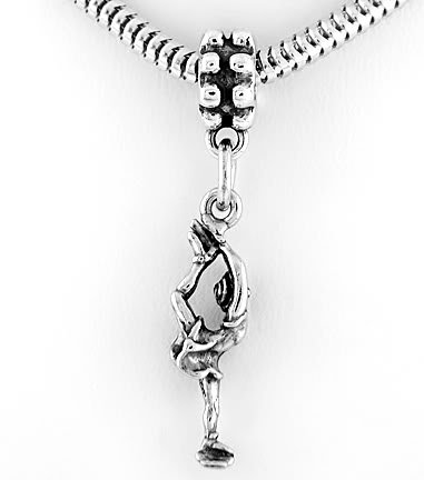 STERLING SILVER DANGLING GIRL FIGURE SKATER EUROPEAN BEAD