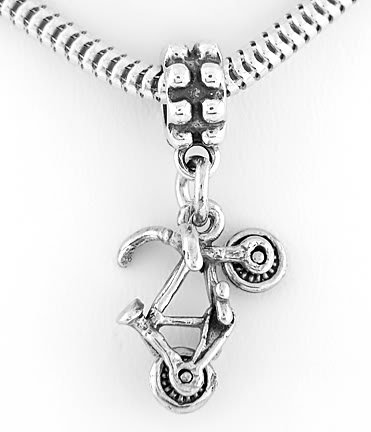 STERLING SILVER DANGLING BICYCLE EUROPEAN BEAD