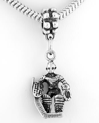 STERLING SILVER DANGLE HOCKEY GOALIE EUROPEAN BEAD