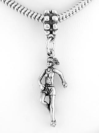 STERLING SILVER DANGLING GIRL RUNNER EUROPEAN BEAD