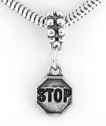 STERLING SILVER DANGLING STOP SIGN EUROPEAN BEAD