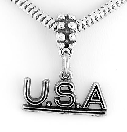 STERLING SILVER DANGLING U.S.A. USA EUROPEAN BEAD