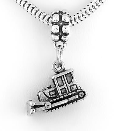 STERLING SILVER DANGLING BULLDOZER EUROPEAN BEAD