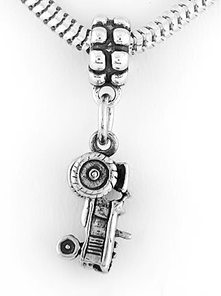 STERLING SILVER DANGLING TRACTOR EUROPEAN BEAD