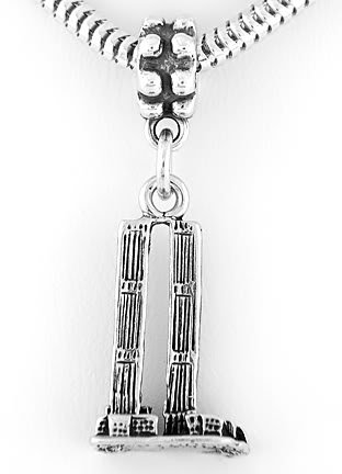 STERLING SILVER DANGLING TWIN TOWERS EUROPEAN BEAD