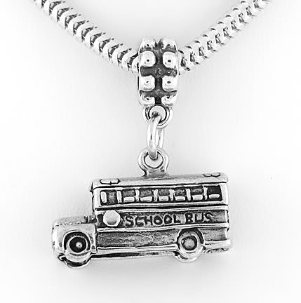 STERLING SILVER DANGLING SCHOOL BUS EUROPEAN BEAD