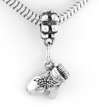 STERLING SILVER DANGLING MITTEN EUROPEAN BEAD