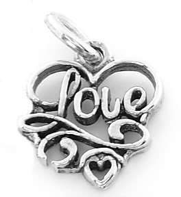STERLING SILVER LOVE IN HEART CHARM/PENDANT