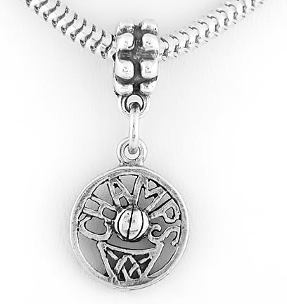 STERLING SILVER DANGLING BASKETBALL CHAMP EUROPEAN BEAD