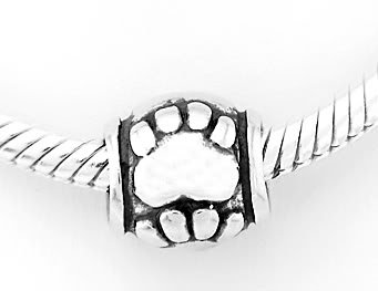 STERLING SILVER PAWS BEAD FIT ALL EUROPEAN BRACELET