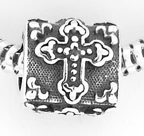 STERLING SILVER FANCY CROSS BEAD FIT EUROPEAN BRACELETS