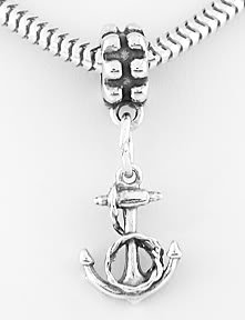 STERLING SILVER DANGLING 3D FAITH ANCHOR EUROPEAN BEAD