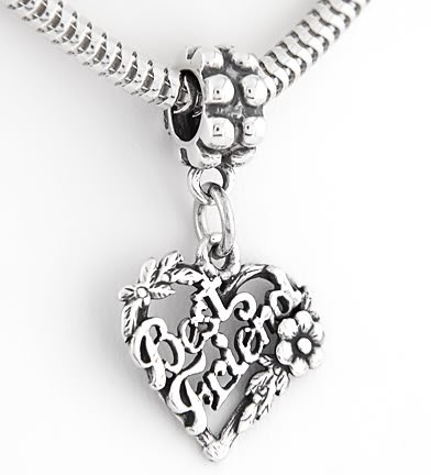STERLING SILVER DANGLING BEST FRIEND FLOWER EUROPEAN BEAD