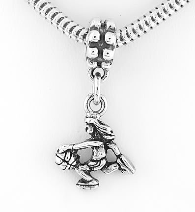 STERLING SILVER DANGLING BASKETBALL GIRL EUROPEAN BEAD