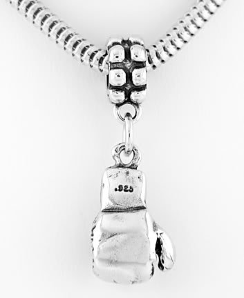 STERLING SILVER DANGLING 3D BOXING GLOVE EUROPEAN BEAD