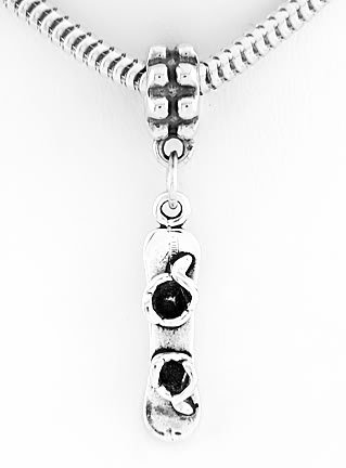 SILVER DANGLING 3D SNOWBOARD SNOWBOARDING EUROPEAN BEAD